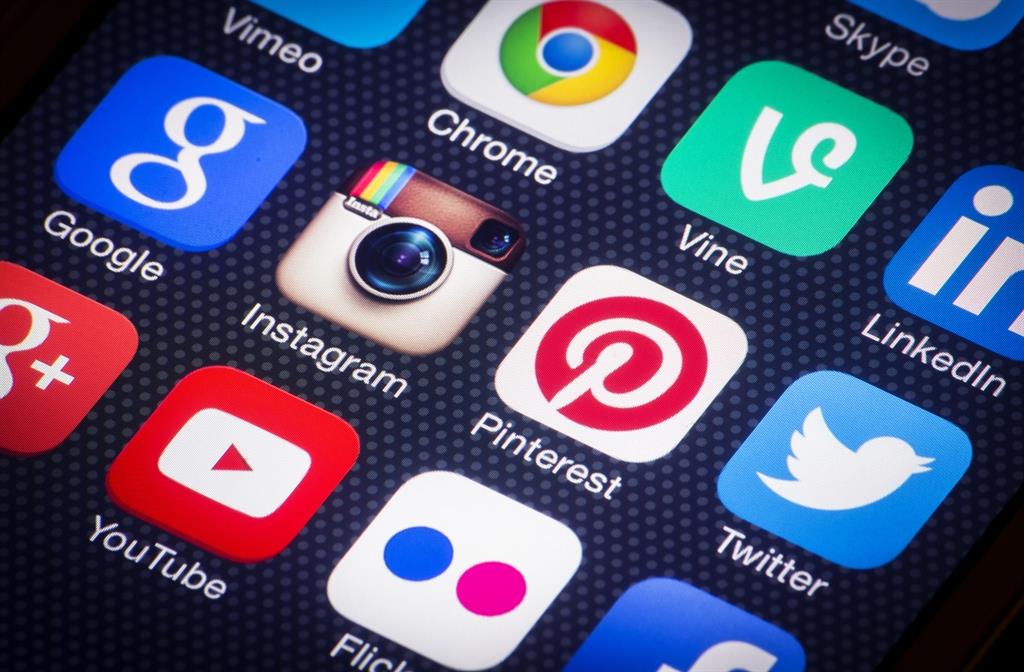 Social media icons on smartphone